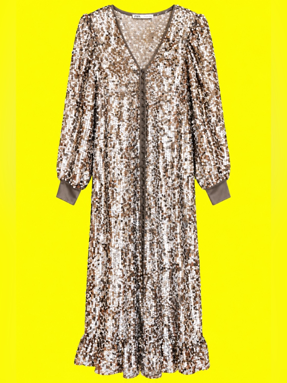 Zara Metallic Silver Sequin Dress